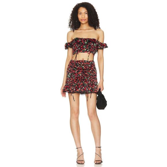 MAJORELLE Other - Majorelle NWT Kym Crop and Kym Mini Skirt Set in Black Cherry Size M
